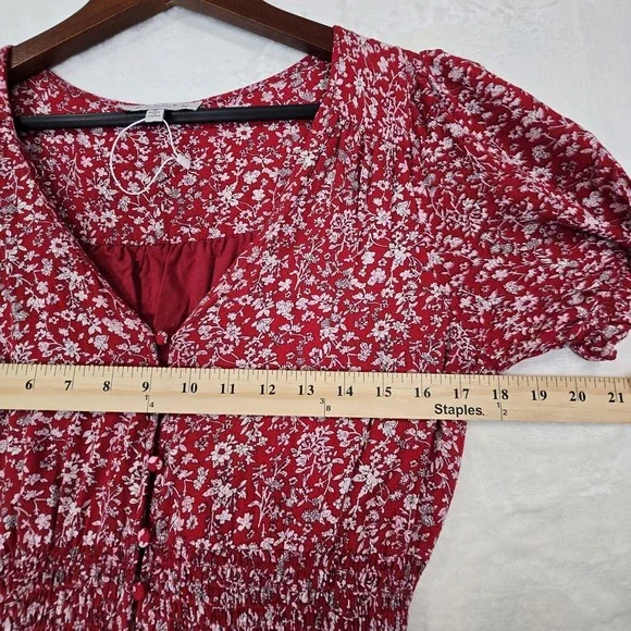 Hayden Los Angeles Floral Ruched Waist Maxi Dress Asymmetrical Hem Size Medium - Picture 9 of 11